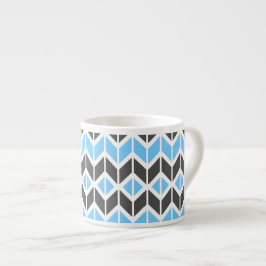 Modern Sky Blue Dark Gray Geometric Herringbone Espresso Kop