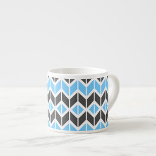 Modern Sky Blue Dark Gray Geometric Herringbone Espresso Kop