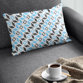 Modern Sky Blue Dark Gray Geometric Herringbone Kussen