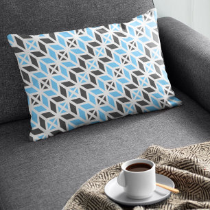 Modern Sky Blue Dark Gray Geometric Herringbone Kussen