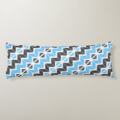 Modern Sky Blue Dark Gray Geometric Herringbone Lichaamskussen (Achterkant)