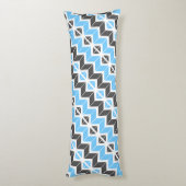 Modern Sky Blue Dark Gray Geometric Herringbone Lichaamskussen (Achterkant (Verticaal))