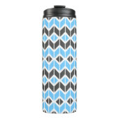 Modern Sky Blue Dark Gray Geometric Herringbone Thermosbeker (Voorkant)