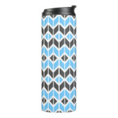 Modern Sky Blue Dark Gray Geometric Herringbone Thermosbeker (Gedraaid links)