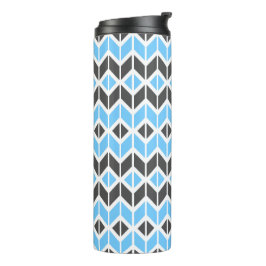 Modern Sky Blue Dark Gray Geometric Herringbone Thermosbeker
