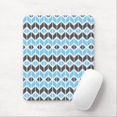 Modern Sky Blue Dark Gray Herringbone Geometric Muismat (Met muis)