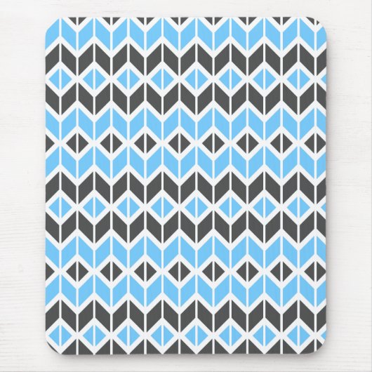Modern Sky Blue Dark Gray Herringbone Geometric Muismat (Voorkant)