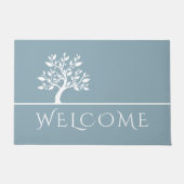 Modern Sky Blue Elegant Classy Tree YOGA Welkom Deurmat (Voorkant)