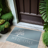 Modern Sky Blue Elegant Classy Tree YOGA Welkom Deurmat