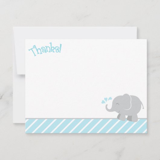 Modern Sky Blue en Grey Elephant Boy Baby shower Bedankkaart (Voorkant)
