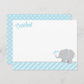 Modern Sky Blue en Grey Elephant Boy Baby shower Bedankkaart (Voorkant / Achterkant)