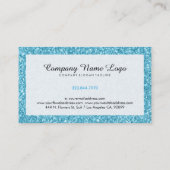 Modern Sky-Blue Glitter Texture White & Black Visitekaartje (Achterkant)