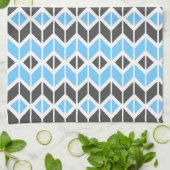 Modern Sky Blue Grey Herringbone Geometric Pattern Theedoek (Gevouwen)