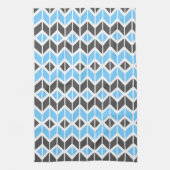 Modern Sky Blue Grey Herringbone Geometric Pattern Theedoek (Verticaal)