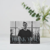 Modern Sky Blue Photo Afstuderen Hartelijk dank Briefkaart (Staand voorkant)