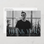 Modern Sky Blue Photo Afstuderen Hartelijk dank Briefkaart (Voorkant / Achterkant)