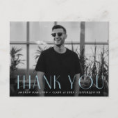 Modern Sky Blue Photo Afstuderen Hartelijk dank Briefkaart (Voorkant)