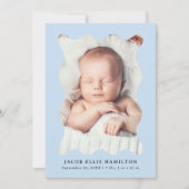 Modern Sky Blue Wavy Lijst 2 Foto Geboorte Aankondiging (Voorkant)