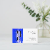 Modern Sky Blue White Monogram Professional Visitekaartje (Staand voorkant)