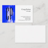 Modern Sky Blue White Monogram Professional Visitekaartje (Voorkant / Achterkant)