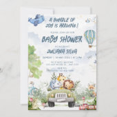 Modern Sky Blue Witte Teddybeer Bloemen Ontwerp Kaart (Voorkant)