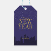 Modern Skyline Happy New Year's Gift Label Cadeaulabel (Voorkant)