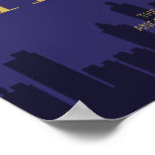 Modern Skyline Happy Nieuwjaar Poster Sign (Hoek)