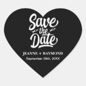 Modern Sla de datum Aangepaste bruiloft aankondigi Hart Sticker (Voorkant)