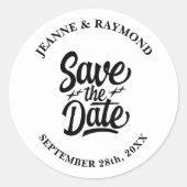 Modern Sla de datum Aangepaste bruiloft aankondigi Ronde Sticker (Voorkant)