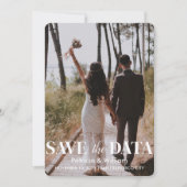 Modern Sla de datum bos groene foto bruiloft Kaart (Voorkant)