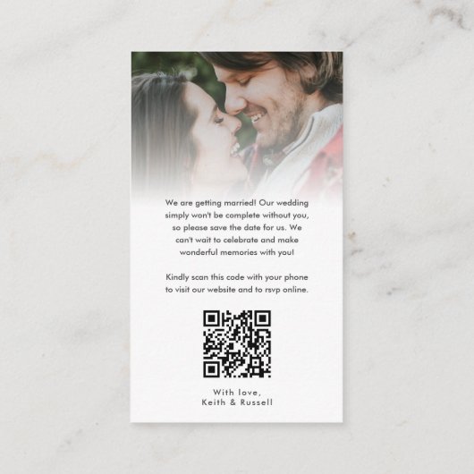 Modern Sla de Datum Bruiloft Website Informatiekaartje (Achterkant)