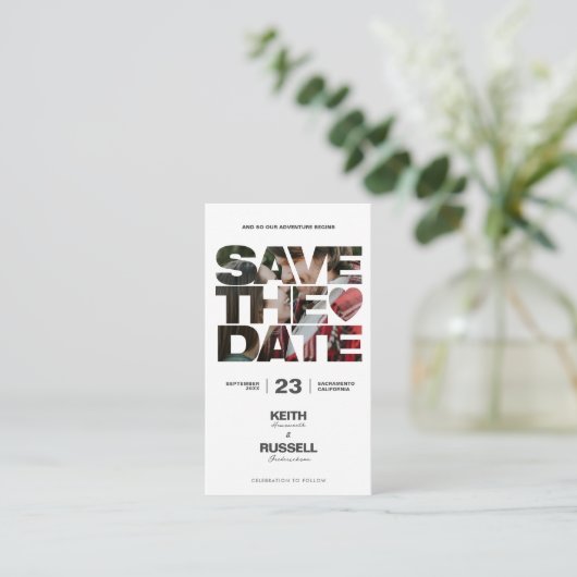 Modern Sla de Datum Bruiloft Website Informatiekaartje (Staand voorkant)