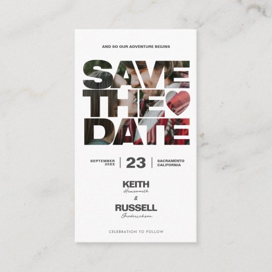 Modern Sla de Datum Bruiloft Website Informatiekaartje (Voorkant)