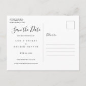 Modern Sla de datum Elegant White Script Photo Aankondigingskaart (Achterkant)