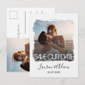 Modern Sla de datum foto bruiloft Aankondigingskaart (Voorkant / Achterkant)