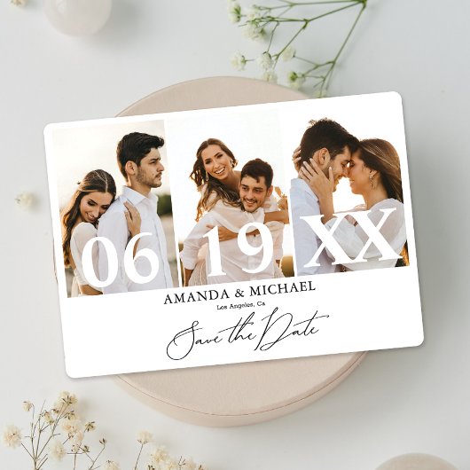 Modern Sla de datum foto bruiloft Kaart