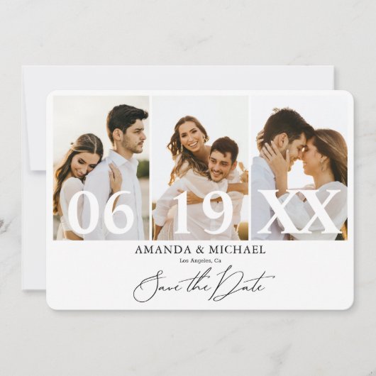 Modern Sla de datum foto bruiloft Kaart (Voorkant)