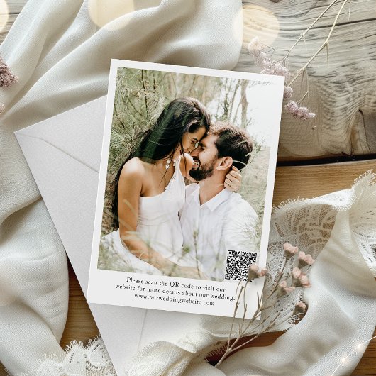 Modern Sla de Datum Foto QR Code Bruiloft Kaart