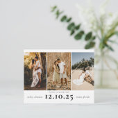 Modern Sla de datum op 3 Fotocollage Aankondigingskaart (Staand voorkant)