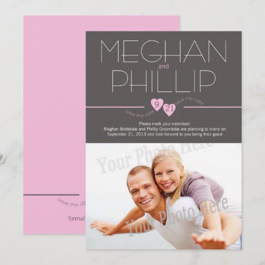 Modern Sla de datum op met foto Save The Date (Voorkant / Achterkant)