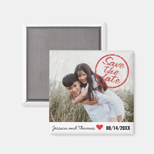 Modern Sla de datumstempel aangepaste foto op Magneet (Voorkant / Achterkant)