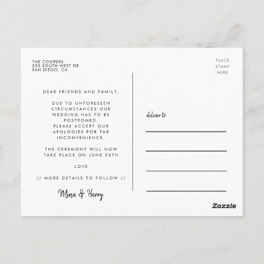 Modern Sla de nieuwe datumfoto op Briefkaart (Achterkant)