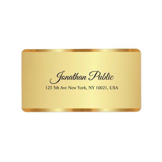 Modern Slank Elegant Goud Handgeschreven Script Na Etiket (Voorkant)