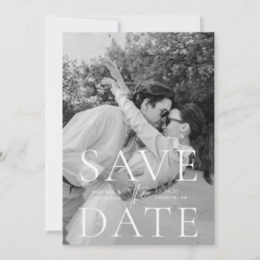 Modern, slank en klassiek flat Save The Date Kaart (Voorkant)