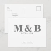 Modern & Slank Grijs Monogram Wit Briefkaart (Voorkant / Achterkant)