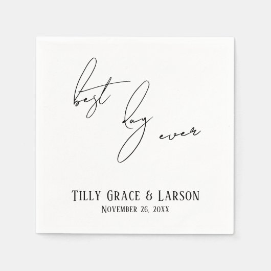 Modern slank handschrift eenvoudig beste dag ooit servet (Voorkant)
