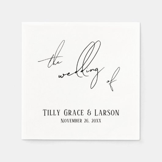 Modern Slank Handschrift Eenvoudig De Bruiloft van Servet (Voorkant)