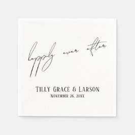 Modern slank handschrift eenvoudig gelukkig ooit n servet