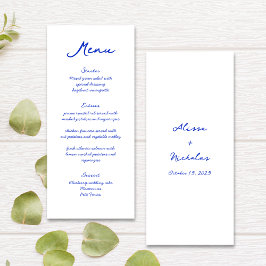 Modern Slank Helder Blauw Handschrift Lettertype B Menu