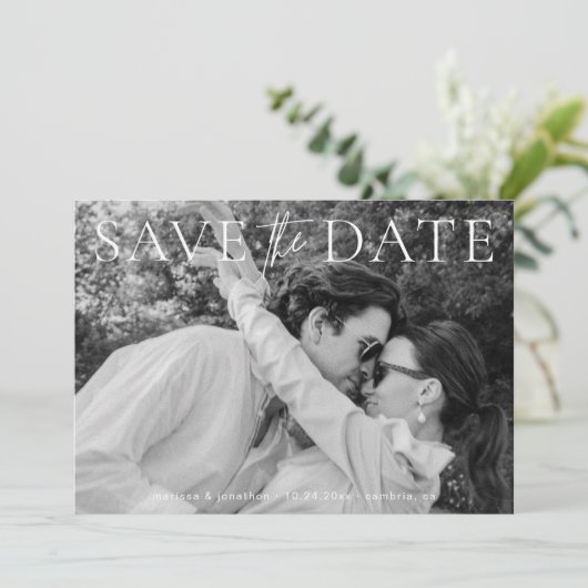 Modern. Slank & klassiek Bewaar de datum Save The Date (Staand voorkant)